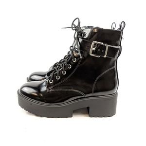 NWT Patent Leather Black Combat Boots
